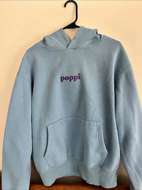 Poppi Adult Poppi Future of Soda Graphic Hoodie Sweatshirt - Blue Adult Future